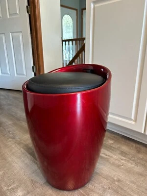 Taburete de almacenamiento cónico redondo rojo para niños asiento acolchado / tapa extraíble  Foto 1 de 4