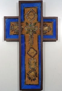 Antico Crocefisso Teca vetro Reliquiario XIX sec - Imagen 1 de 3