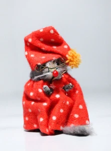 Vintage Original Fur Toys West Germany Dotted Night Dress Miniature Mouse - Picture 1 of 7