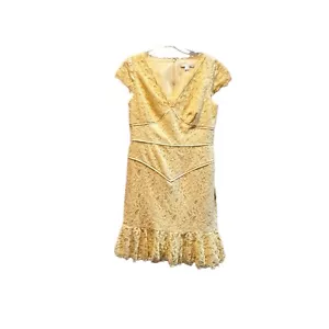 Boston Proper dress size 10 yellow lace Pencil Sheath Wedding Guest - Picture 1 of 11