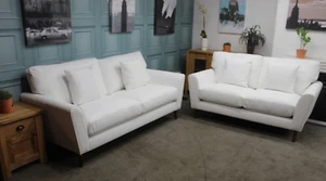 WHITE MEADOW HALLIE 3+2 SEATER SOFAS IN A WHITE WEAVE FABRIC - Picture 1 of 10