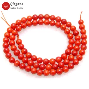 3-4mm Round Natural Red Coral Loose Beads for Jewelry Making DIY Strands 14" - Imagen 1 de 2