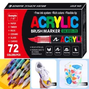 Acrylic Paint Markers Brush Pens Rock Fabric Wood Glass DIY Card Making Art - Picture 1 of 17