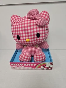 Jakks Sanrio Hello Kitty 10" Plush Stuffed Animal 2010 Pink Plaid Checkered NEW - Picture 1 of 10