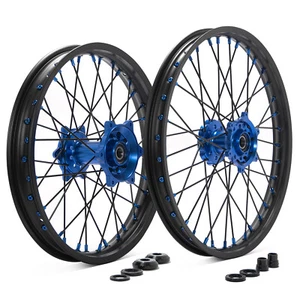 For Yamaha 21+18 CNC Wheels Blue Hubs WR450F WR250F 20-25 YZ250FX YZ450FX 16-25 - Picture 1 of 9