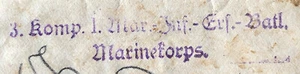 WW1 Briefstempel 3. Komp, 1. Marine Inf Ers Batl Marinekorps, 20.2.19176 Lam - Picture 1 of 3