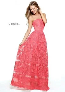 Sherri Hill 50878 Koralle Spitze Festzug Gala Kleid Gr. 00 - Bild 1 von 3