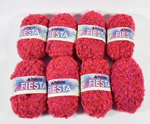 8 Knäuel - Patons Fiesta Garn - Farbe 2562 PINK ROT - 93% Acryl 7% Nylon - Bild 1 von 4