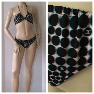 ¡CHANEL RARO! Traje de baño vintage Bikini Circles CC con logotipo (talla 38FR/EE. UU. 6) - Imagen 1 de 12