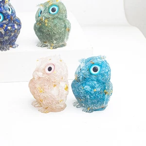 1PC Natural Crystal Cute Animal Image Macadam Drip Glue Owl MB - Picture 1 of 20