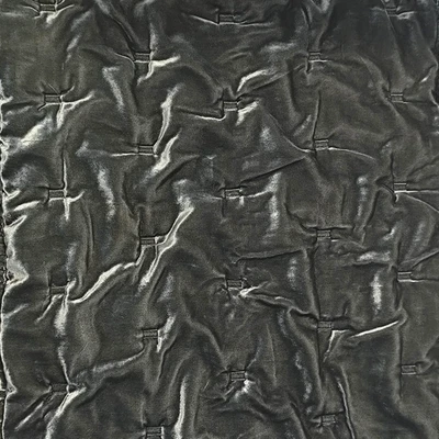 West Elm Lush Velvet Tack Stitch 85"x 92"Queen Quilt Green 2 Shams - Image 1 of 4