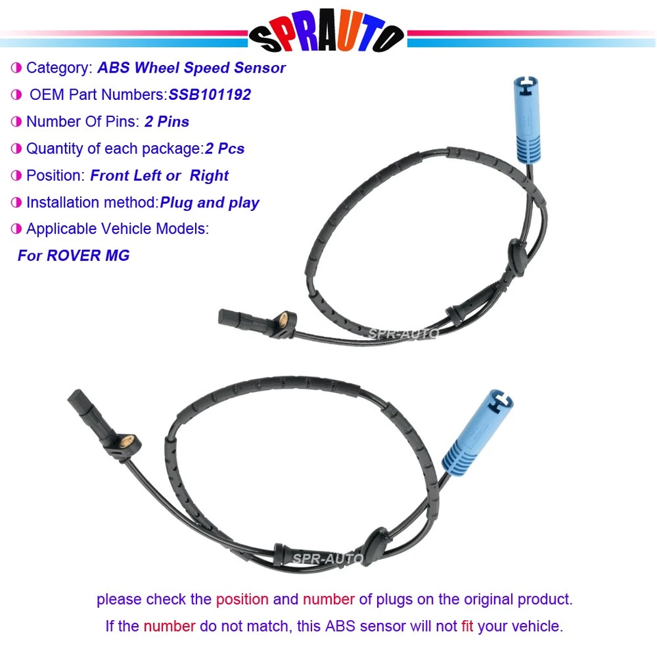 ABS Wheel Speed Sensor Front LH or RH For ROVER 75  MG ZT ZT-T 99-2006 SSB101192 - Изображение 1 из 4
