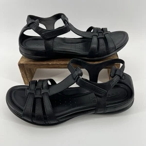 Ecco Women's Flash T Strap Sandal Black US 10 10.5 Comfort Clean - Picture 1 of 6