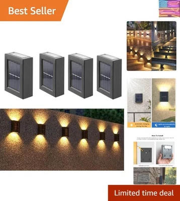 Elegante juego de luces de pared solares arriba/abajo - Iluminación de acento impermeable para exteriores Foto 1 de 4