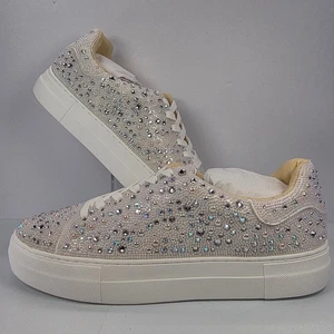 Betsey Johnson weiße Plateau-Sneaker mit Strassverzierung BLING Größe 11 - Bild 1 von 11