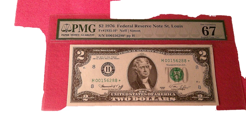 1976 $2 Federal Reserve *STAR* NOTE PMG SUPERB GEM 67 EPQ-ONLY 3 FINER - Image 1 of 2