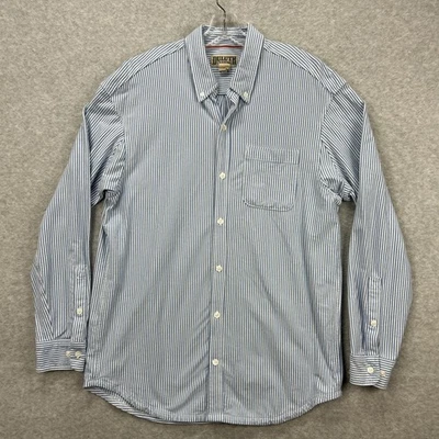 Duluth Trading Shirt Mens Large Blue Hickory Stripe Train Conductor Stretch Soft - Image 1 of 4