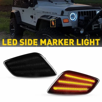 Luces de señalización LED delanteras para guardabarros laterales para Jeep Wrangler TJ 1997-2005 2006 Foto 1 de 4