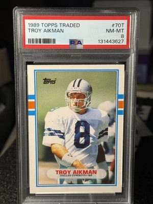Troy Aikman 1989 Topps negociado #70T RC PSA 8 Foto 1 de 2
