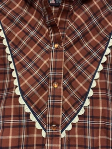 Camicia vintage Western Cowgirl Rodeo Pearl Snap orlo smerlato panhandle slim 8/30 - Foto 1 di 16