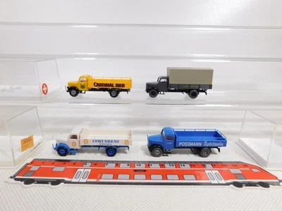 4X Brekina H0 1:87 Magirus 4106 Cardinal Bier DB Possmann SG+3X Box #DP221-0,5 - Immagine 1 di 4