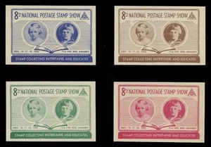 1956 ASDA BRIEFMARKENSCHAU PLAKATMARKEN, UNGEZÄHNT - 4er SET - Bild 1 von 2