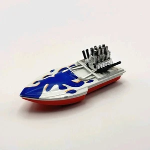 Vintage Matchbox Seafire Speed Boat Bianco Blu Splash Base Arancione 1975 Casting - Foto 1 di 6