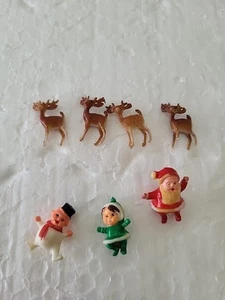 LOT OF 7 plastic decorative ornament vintage 1960s Xmas home decoration SANTA - Picture 1 of 13