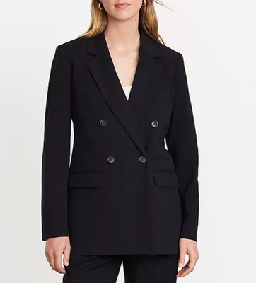 CHAQUETA BLAZER ANN TAYLOR LOFT VERSA NEGRA SIN TEMPORADA ELÁSTICA DOBLE BOTONADURA 4P Foto 1 de 4