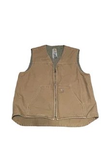 Chaleco De Colección Carhartt Para Hombres Lona Cremallera Completa Forrado Sherpa Beige XL - Imagen 1 de 7