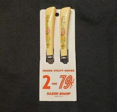 2 Quikut Paring Knives - Knife Set New On Card 1960s Small Design Kitchen Ad Nos - Image 1 of 4