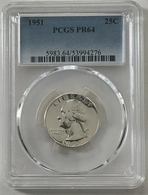 1951 Washington Quarter PCGS PR64 - Image 1 of 4