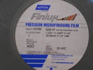 Norton Q351R Mikrofinishing-Film 1,531 Zoll x 450 Fuß x 5/8 Zoll 30 Mikrofon 05298 - Bild 1 von 4