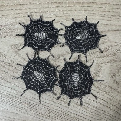 Spiderweb Embroidered Patches Set Of 4 Spider In Web Vintage Sew On - Image 1 of 4