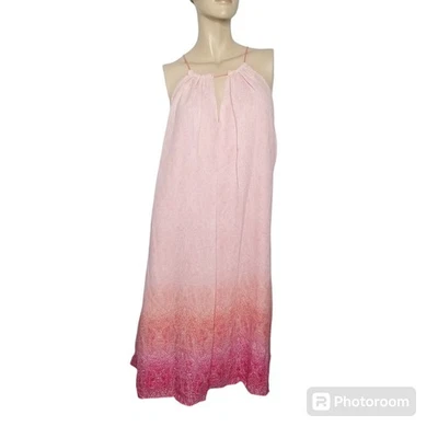 Vestido Emma & Michele Rosa Paisley Cuello Halter Verano Playa Midi NUEVO Foto 1 de 4