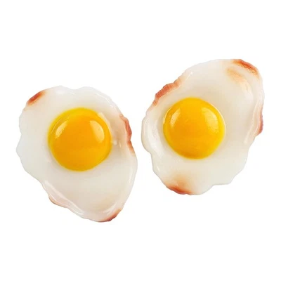 , 2 Pack Artificial Fried Egg Realistic Props Model for Home Kitchen Display ... - Image 1 of 4