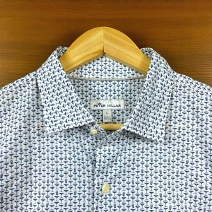 Peter Millar Martini Glass And Shaker Printed Short Sleeve Button Down Large - Picture 1 of 11