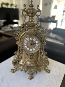 Reloj de latón imperial italiano alemán FRANZ Hermle campana manto funcionando - Imagen 1 de 12