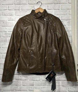 Triumph Motorcycles Barbour Women's Leather Jacket Brown MLLS17106 - Medium NWT - Bild 1 von 24