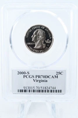 2000-S PCGS PR70DCAM Virginia State Quarter Proof 25C - Image 1 of 2