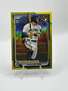 2024 Bowman Filippo Di Turi cromo amarillo refractor 1er #12/75 Milwaukee Brewers - Imagen 1 de 9