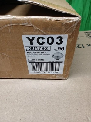 96 peças P30068W-SN 1 1/8" cetim níquel redondo botão de gaveta de armário NOVO - Imagem 1 de 4