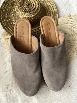 Zuecos Corso Come talla 7,5 gamuza topo cuero mulas Foto 1 de 4