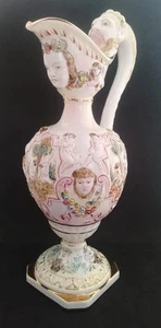 Vintage Rarität. Capodimonte Vase mit grotesken Gesichtern. Mitte 20 Jahrhundert - Bild 1 von 7