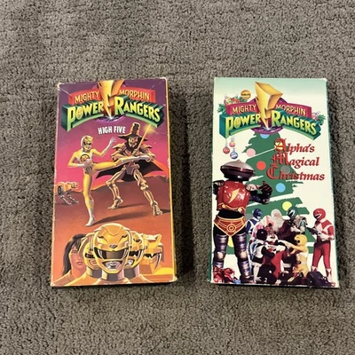 Mighty Morphin Power Rangers High Five VHS Tape Vintage & Alpha Magic Christmas - Image 1 of 4