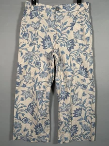 Democracy Ab Technology beige mit blauem Blumenmuster kurze mittelhohe Hose 10 31 x 24" R10,5" - Bild 1 von 9