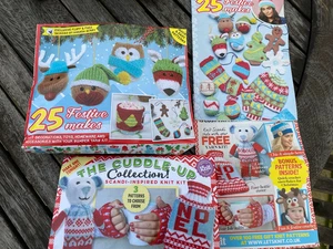 Knit Now & Let's Knit Kits 25 Festive Makes Amanda Berry & Cuddle-up Teddy Mitts - Picture 1 of 5
