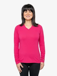 Insect Shield Women UPF Dri-Balance Long Sleeve V-Neck T-Shirt Raspberry XL NWOT - Picture 1 of 4