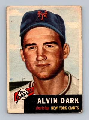 Tarjeta de béisbol vintage 1953 Topps #108 Al Dark baja calidad (arrugas) Foto 1 de 2