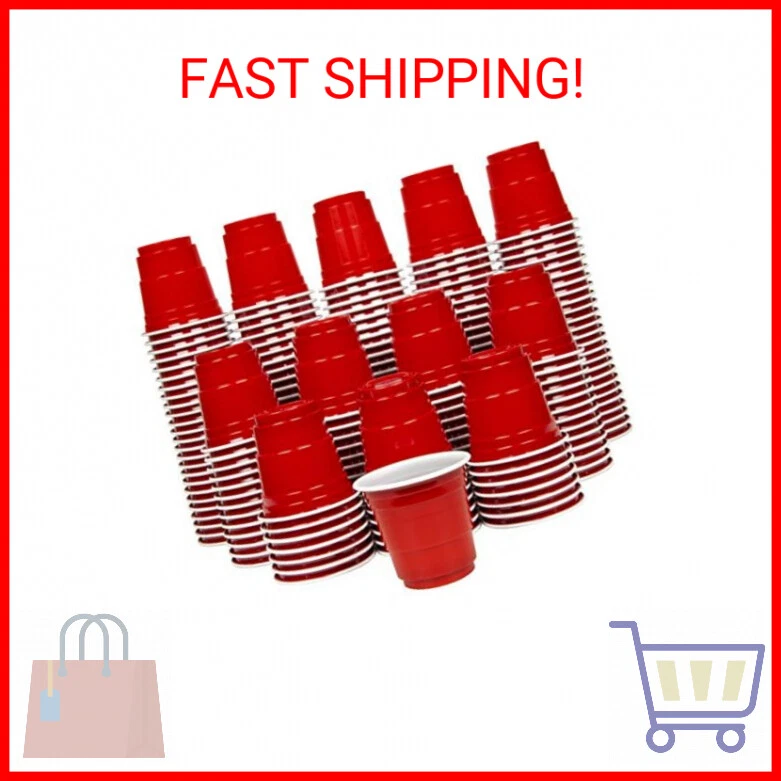 GoPong 200 Pack 2 oz Plastic Shot Cups - Mini 2oz Party Cups, Red - Image 1 of 2